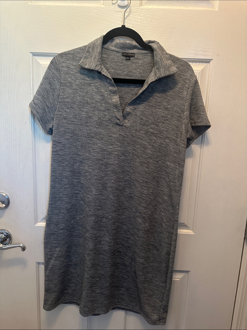 Coco + Carmen Heather Gray Short-Sleeve Polo-Style Midi Dress